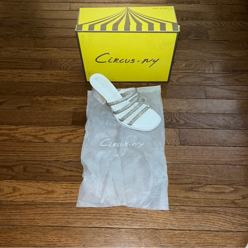 Circus NY by Sam Edelman Heddie Sandals Bright White With Rhinestones Women’s 8 - Picture 7 of 10